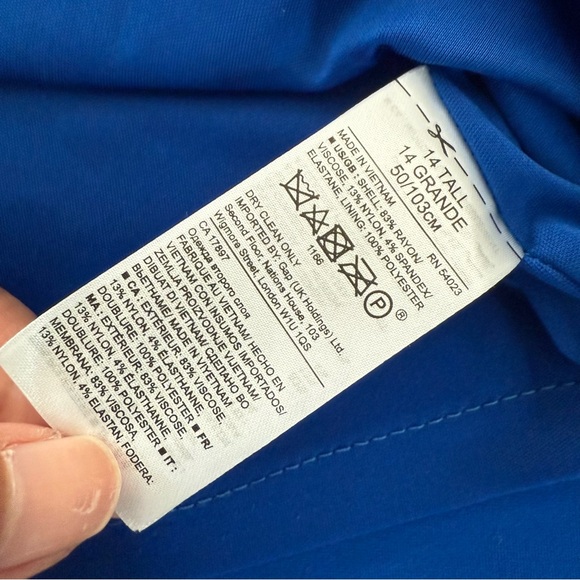 NWT Banana Republic One-Shoulder Ponte Fit & Flare Dress Deep Royal Blue SZ 14 T - Picture 9 of 9